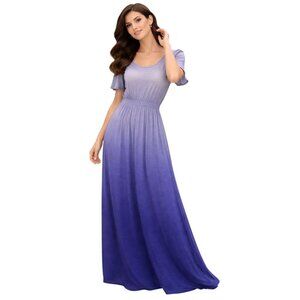 ANTHROPOLOGIE T.La Purple Ombre Short Sleeve Maxi Dress Medium WOmens